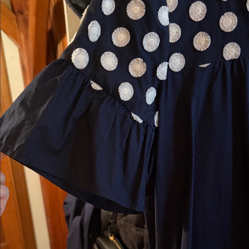 J. Crew Midnight Blue Dress with Cream Dots - Picture 4 of 5